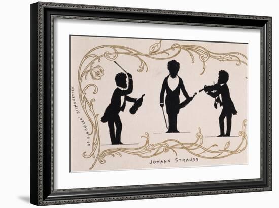 Silhouette in Black, Caricature of Johann Strauss-null-Framed Giclee Print