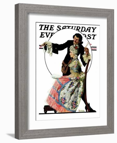 "Silhouette Maker" Saturday Evening Post Cover, September 24,1927-Norman Rockwell-Framed Giclee Print