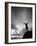 Silhouette Man Arms Raised into the New Mexico Sky in Black and White Vertical-Kevin Lange-Framed Photographic Print