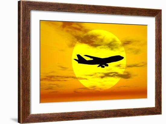 Silhouette of a Boeing 747 Jet-null-Framed Art Print