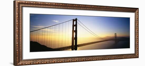 Silhouette of a Bridge at Dawn, Golden Gate Bridge, San Francisco, California, USA-null-Framed Photographic Print