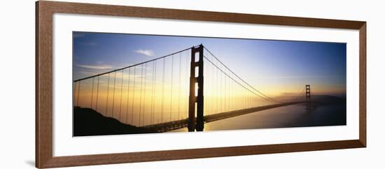 Silhouette of a Bridge at Dawn, Golden Gate Bridge, San Francisco, California, USA-null-Framed Photographic Print