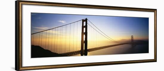 Silhouette of a Bridge at Dawn, Golden Gate Bridge, San Francisco, California, USA-null-Framed Photographic Print