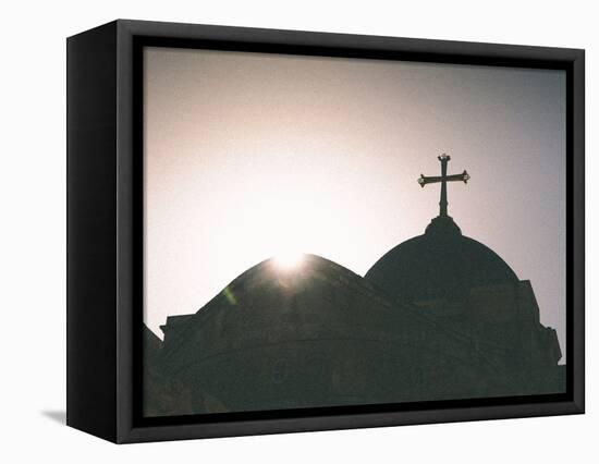 Silhouette of a church and cross, Jerusalem, Israel, Middle East-Alexandre Rotenberg-Framed Premier Image Canvas