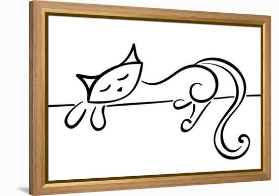 Silhouette Of A Lying Black Cat-Stellis-Framed Stretched Canvas