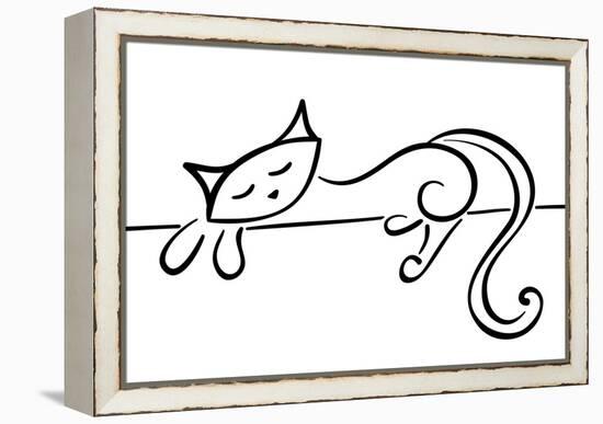 Silhouette Of A Lying Black Cat-Stellis-Framed Stretched Canvas