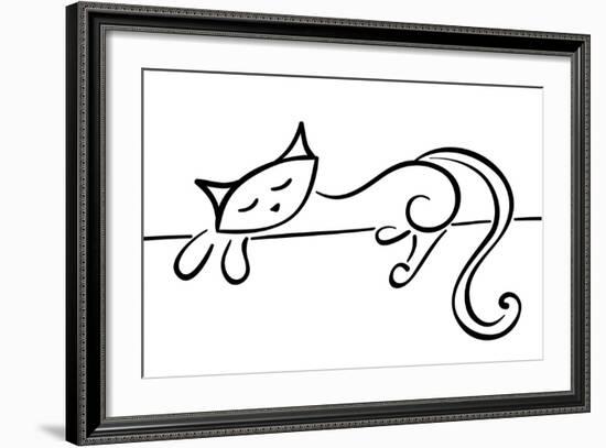 Silhouette Of A Lying Black Cat-Stellis-Framed Premium Giclee Print