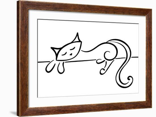 Silhouette Of A Lying Black Cat-Stellis-Framed Premium Giclee Print