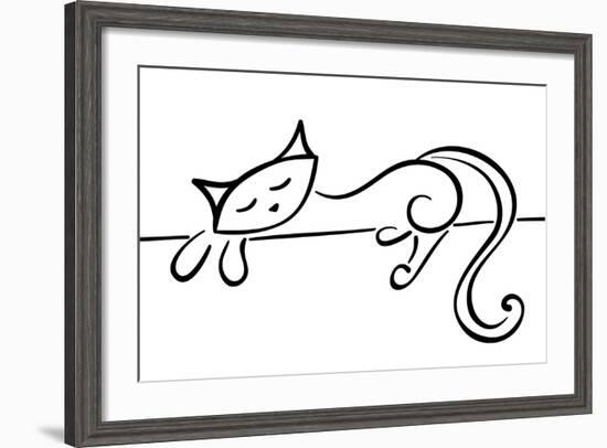 Silhouette Of A Lying Black Cat-Stellis-Framed Art Print