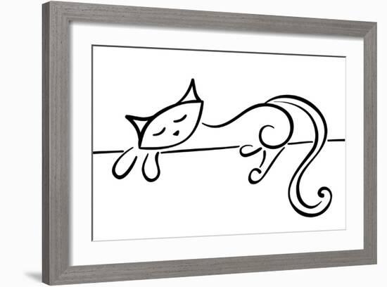 Silhouette Of A Lying Black Cat-Stellis-Framed Art Print