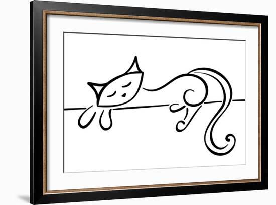 Silhouette Of A Lying Black Cat-Stellis-Framed Art Print