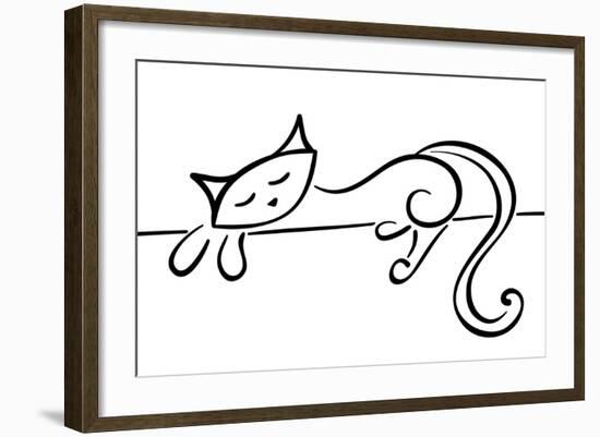 Silhouette Of A Lying Black Cat-Stellis-Framed Art Print