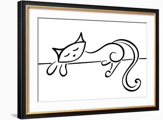 Silhouette Of A Lying Black Cat-Stellis-Framed Art Print