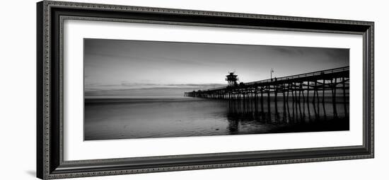 Silhouette of a Pier, San Clemente Pier, Los Angeles County, California, USA-null-Framed Photographic Print