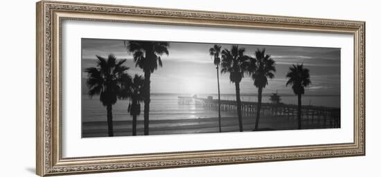 Silhouette of a Pier, San Clemente Pier, Los Angeles County, California, USA-null-Framed Photographic Print