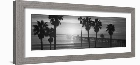 Silhouette of a Pier, San Clemente Pier, Los Angeles County, California, USA-null-Framed Photographic Print