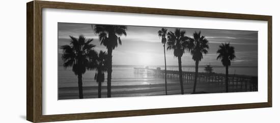 Silhouette of a Pier, San Clemente Pier, Los Angeles County, California, USA-null-Framed Photographic Print