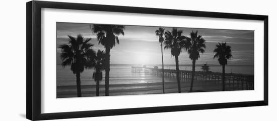 Silhouette of a Pier, San Clemente Pier, Los Angeles County, California, USA-null-Framed Photographic Print