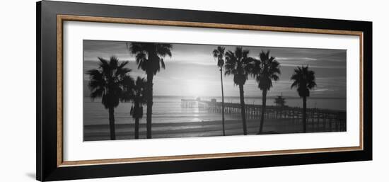 Silhouette of a Pier, San Clemente Pier, Los Angeles County, California, USA-null-Framed Photographic Print