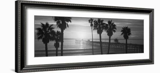 Silhouette of a Pier, San Clemente Pier, Los Angeles County, California, USA-null-Framed Photographic Print