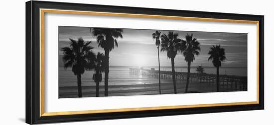 Silhouette of a Pier, San Clemente Pier, Los Angeles County, California, USA-null-Framed Photographic Print