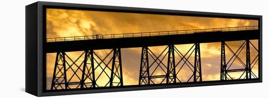Silhouette of a Railway Bridge at Sunset, Gaviota State Park, California, Usa-null-Framed Premier Image Canvas
