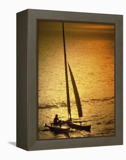 Silhouette of a Sailboat in the Sea-null-Framed Premier Image Canvas