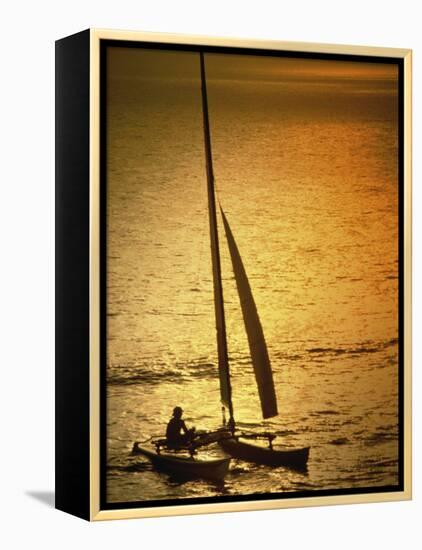 Silhouette of a Sailboat in the Sea-null-Framed Premier Image Canvas