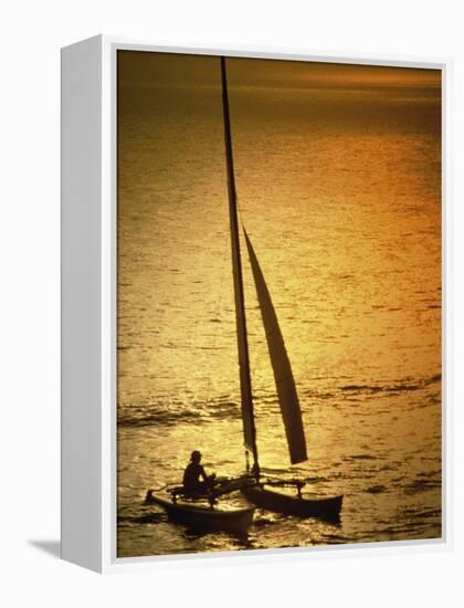 Silhouette of a Sailboat in the Sea-null-Framed Premier Image Canvas