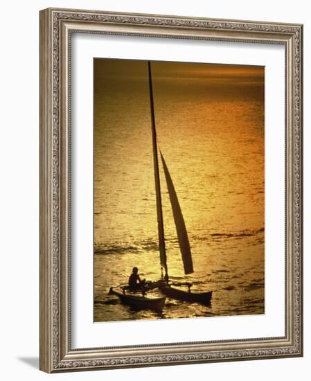 Silhouette of a Sailboat in the Sea-null-Framed Photographic Print