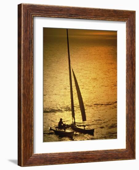 Silhouette of a Sailboat in the Sea-null-Framed Photographic Print