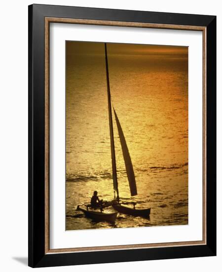 Silhouette of a Sailboat in the Sea-null-Framed Photographic Print