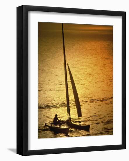 Silhouette of a Sailboat in the Sea-null-Framed Photographic Print