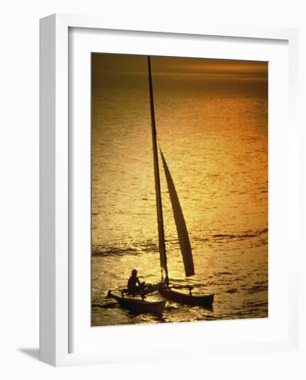 Silhouette of a Sailboat in the Sea-null-Framed Photographic Print