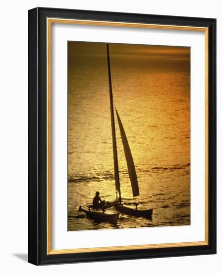 Silhouette of a Sailboat in the Sea-null-Framed Photographic Print