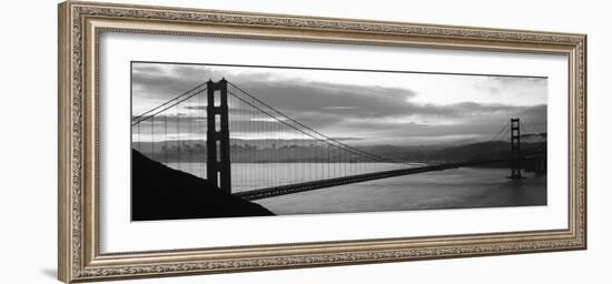 Silhouette of a Suspension Bridge at Dusk, Golden Gate Bridge, San Francisco, California, USA--Framed Photographic Print