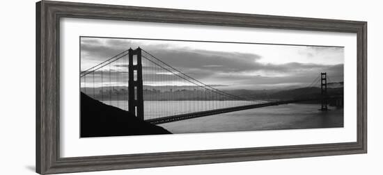 Silhouette of a Suspension Bridge at Dusk, Golden Gate Bridge, San Francisco, California, USA-null-Framed Photographic Print