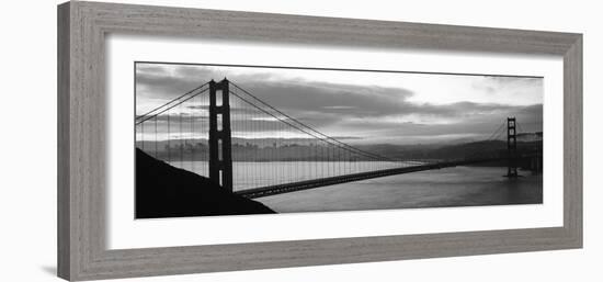 Silhouette of a Suspension Bridge at Dusk, Golden Gate Bridge, San Francisco, California, USA-null-Framed Photographic Print