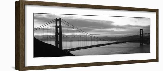 Silhouette of a Suspension Bridge at Dusk, Golden Gate Bridge, San Francisco, California, USA-null-Framed Photographic Print