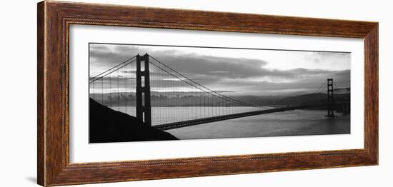Silhouette of a Suspension Bridge at Dusk, Golden Gate Bridge, San Francisco, California, USA--Framed Photographic Print