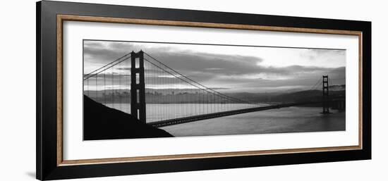 Silhouette of a Suspension Bridge at Dusk, Golden Gate Bridge, San Francisco, California, USA-null-Framed Photographic Print