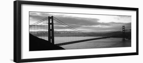 Silhouette of a Suspension Bridge at Dusk, Golden Gate Bridge, San Francisco, California, USA--Framed Photographic Print