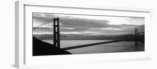 Silhouette of a Suspension Bridge at Dusk, Golden Gate Bridge, San Francisco, California, USA-null-Framed Photographic Print