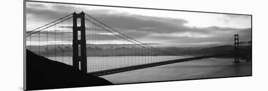 Silhouette of a Suspension Bridge at Dusk, Golden Gate Bridge, San Francisco, California, USA-null-Mounted Photographic Print