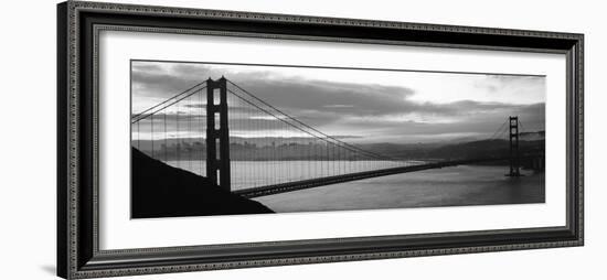 Silhouette of a Suspension Bridge at Dusk, Golden Gate Bridge, San Francisco, California, USA-null-Framed Photographic Print