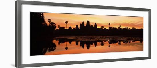 Silhouette of a Temple, Angkor Wat, Angkor, Cambodia-null-Framed Photographic Print