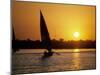 Silhouette of a traditional Egyptian Falucca, Nile River, Luxor, Egypt-Janis Miglavs-Mounted Photographic Print