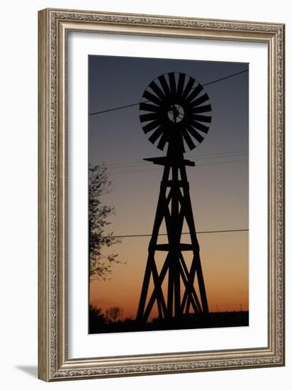 Silhouette of a Traditional Windmill at Sunset, Amarillo, Texas, Usa-Natalie Tepper-Framed Photo