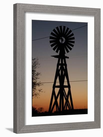 Silhouette of a Traditional Windmill at Sunset, Amarillo, Texas, Usa-Natalie Tepper-Framed Photo