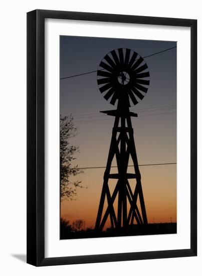 Silhouette of a Traditional Windmill at Sunset, Amarillo, Texas, Usa-Natalie Tepper-Framed Photo